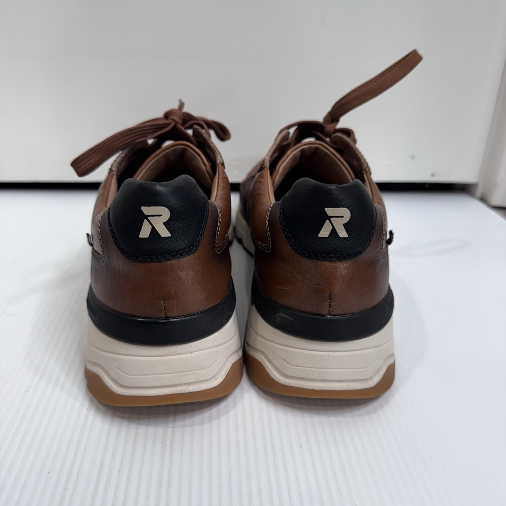 Rieker Revolution Mens 47 Brown Leather Comfort Sneakers Walking Shoes - Picture 3 of 10